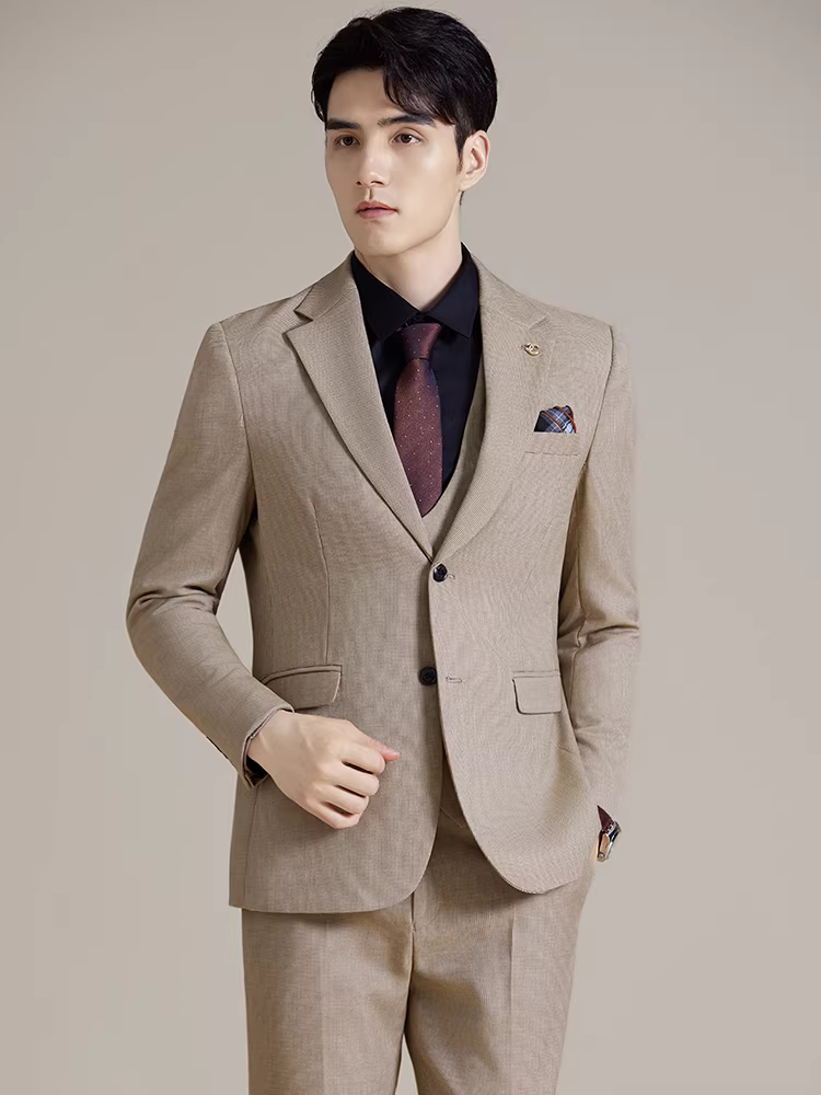 Bộ vest nam kiểu Hàn Quốc, dáng ôm, lịch lãm, thời trang, trang phục công sở, vest cưới cao cấp, bộ ba món