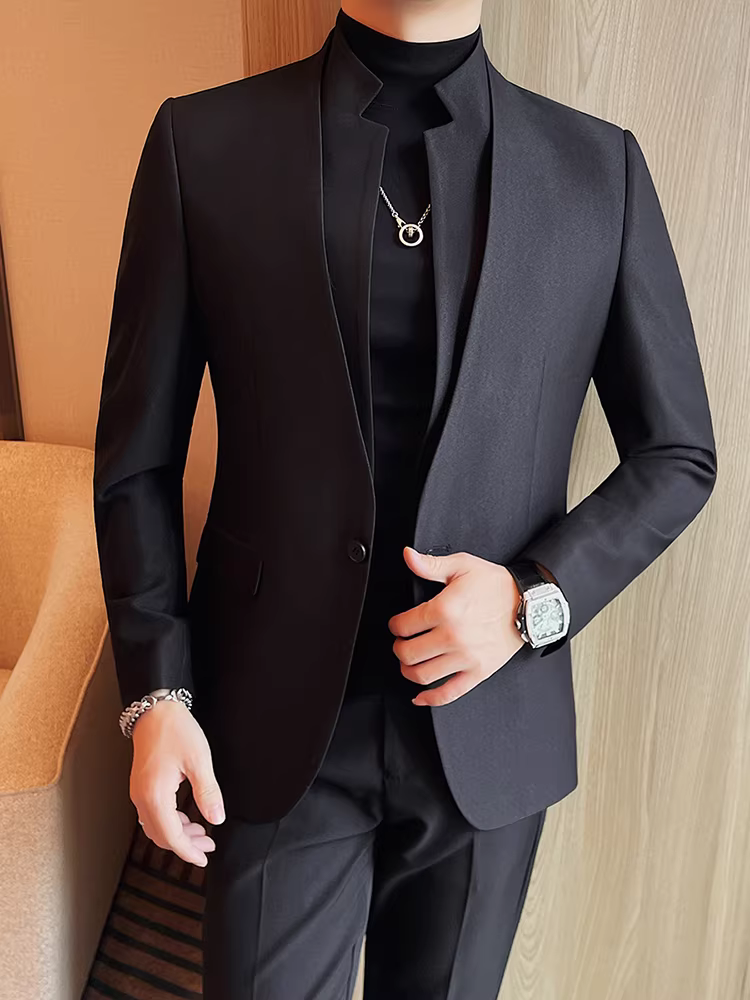 Áo vest công sở cổ đứng dành cho nam, kiểu dáng thời trang xuân thu mới, ôm dáng, lịch lãm, cao cấp.