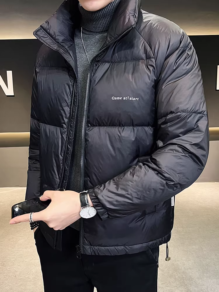 Áo khoác phao nam mùa đông 2024 kiểu mới cao cấp đơn giản đa năng dày dặn ấm áp ngắn thời trang