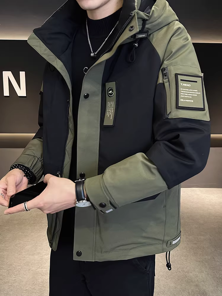 Áo khoác phao có mũ trùm đầu chất liệu lông vũ trắng chuẩn quốc gia 90% dành cho nam, mùa đông 2025, mẫu mới thời thượng, thương hiệu bán chạy, chất lượng cao