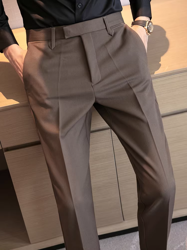 Quần âu nam kiểu Anh, dáng ôm, quần âu công sở ống côn, quần âu lịch lãm cao cấp thời thượng.