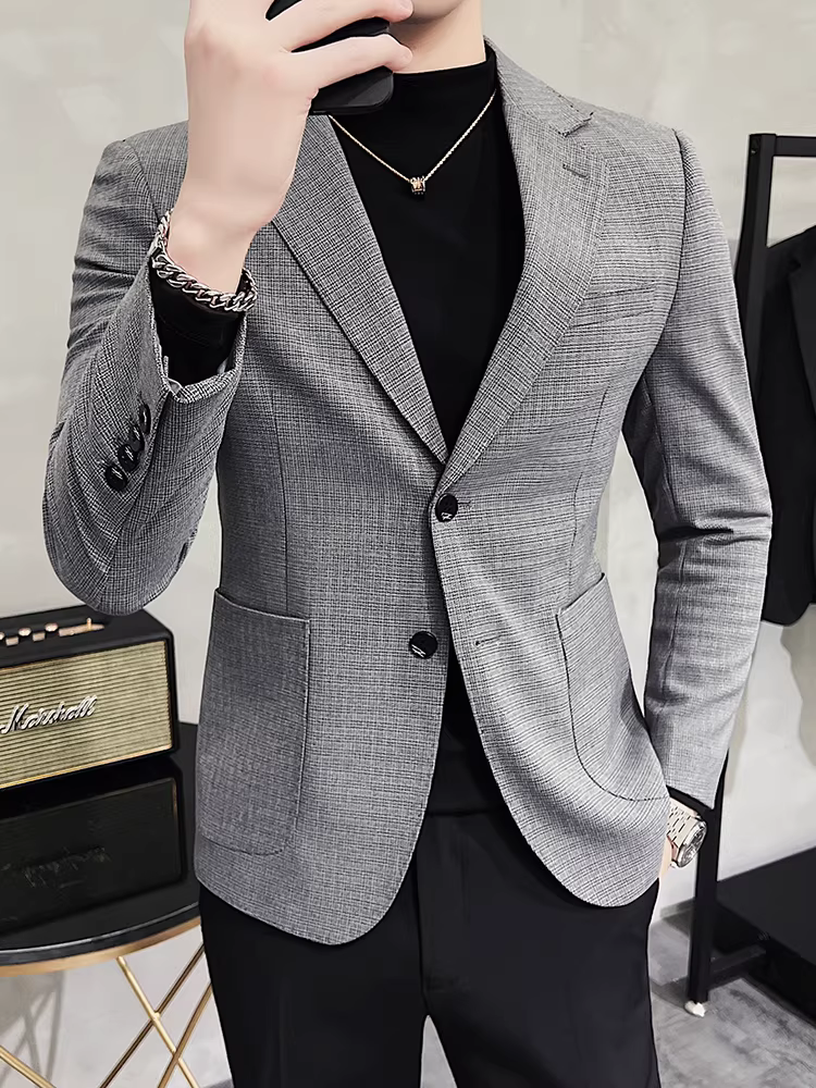 Áo vest nam kiểu kẻ caro, chất liệu cao cấp, không nhăn, kiểu dáng thời trang, ôm dáng, thích hợp cho công việc mùa xuân thu.