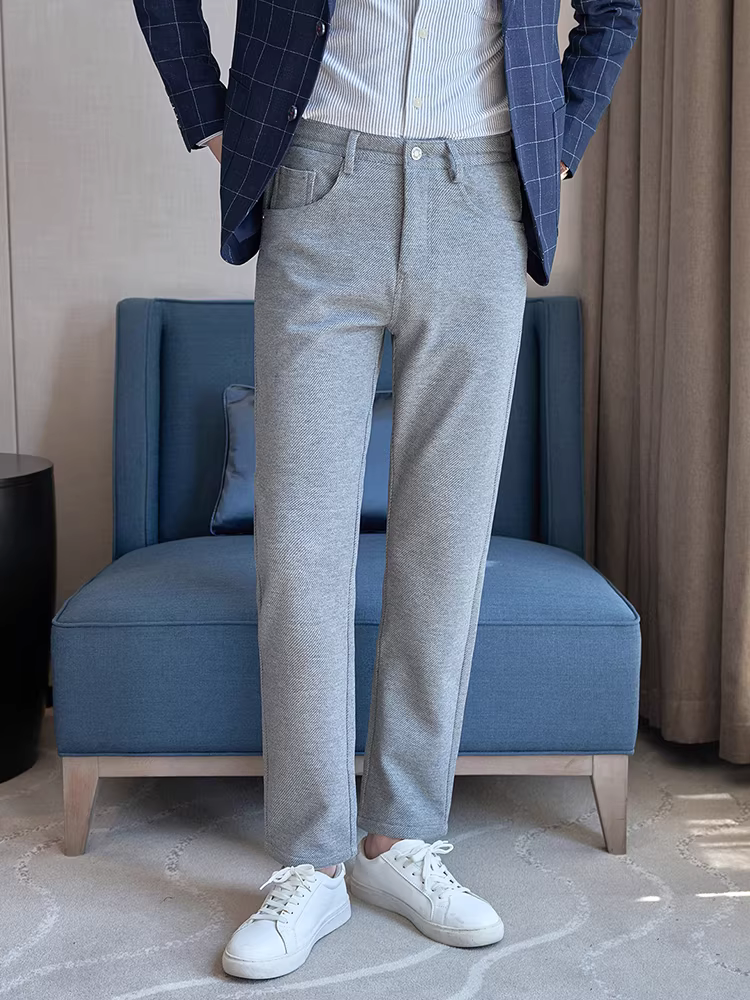 Quần denim nam pha len, quần ống đứng dày dặn cho mùa thu đông, quần chất lượng cao thời trang và đa năng