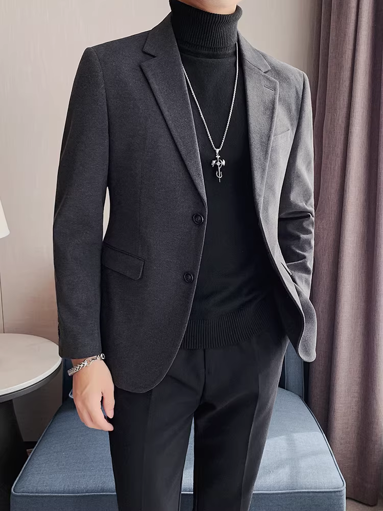 Áo khoác vest len nam, trang phục công sở mùa thu đông mới, kiểu dáng thời trang và lịch lãm, vest ôm dáng cá tính.