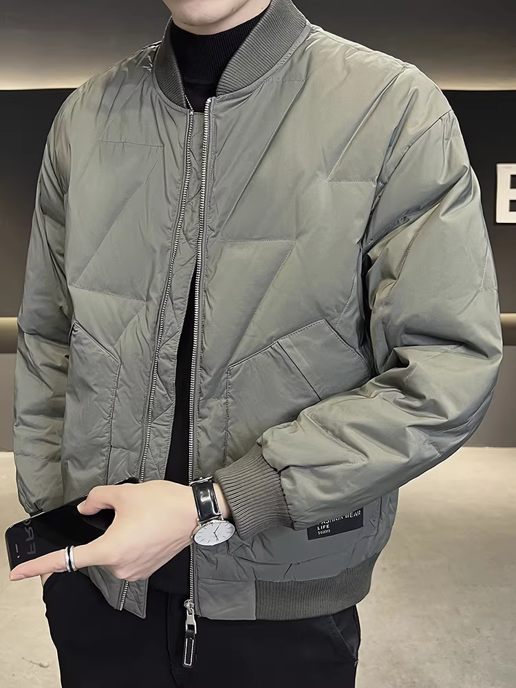 Áo khoác nhẹ có cổ bóng chày dành cho nam, thương hiệu hợp thời trang mùa đông, kiểu dáng cao cấp, đa năng, kiểu dáng ngắn thời trang, áo khoác nhẹ và ấm áp.