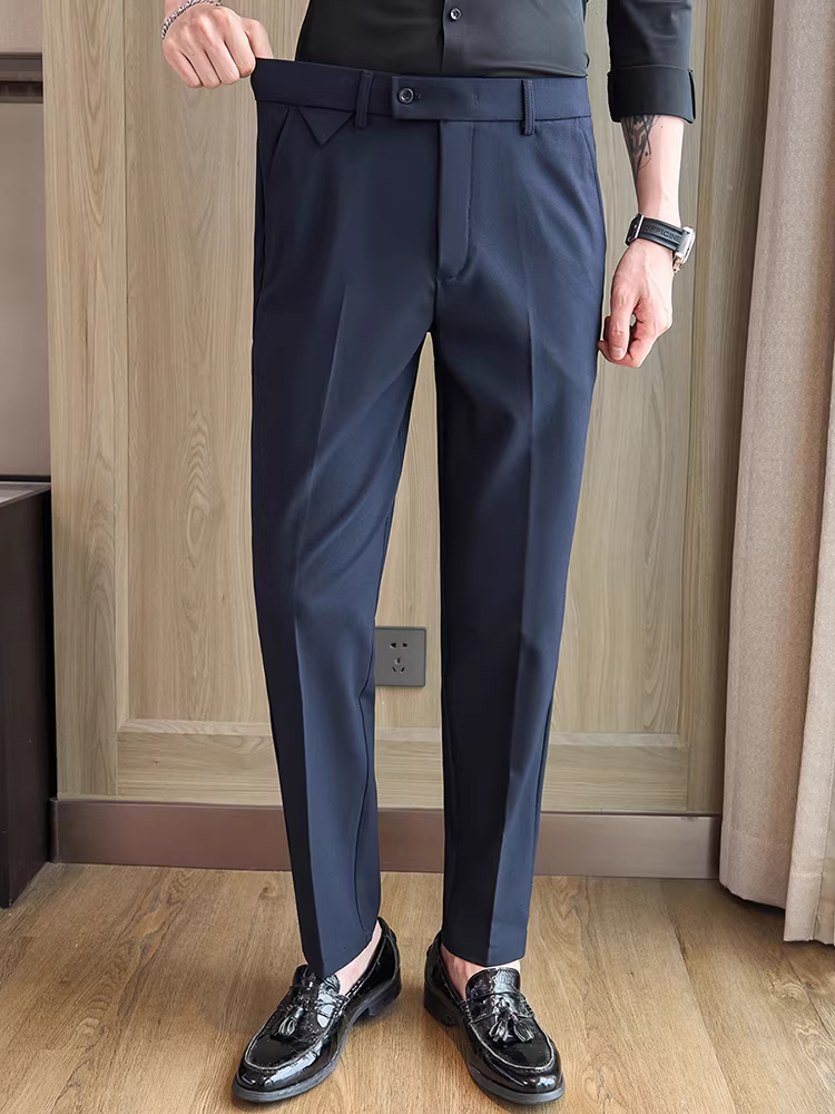 Quần âu nam lưng thun, quần chín phần cao cấp, kiểu dáng thời trang, ôm dáng, lịch sự, phù hợp với trang phục công sở.