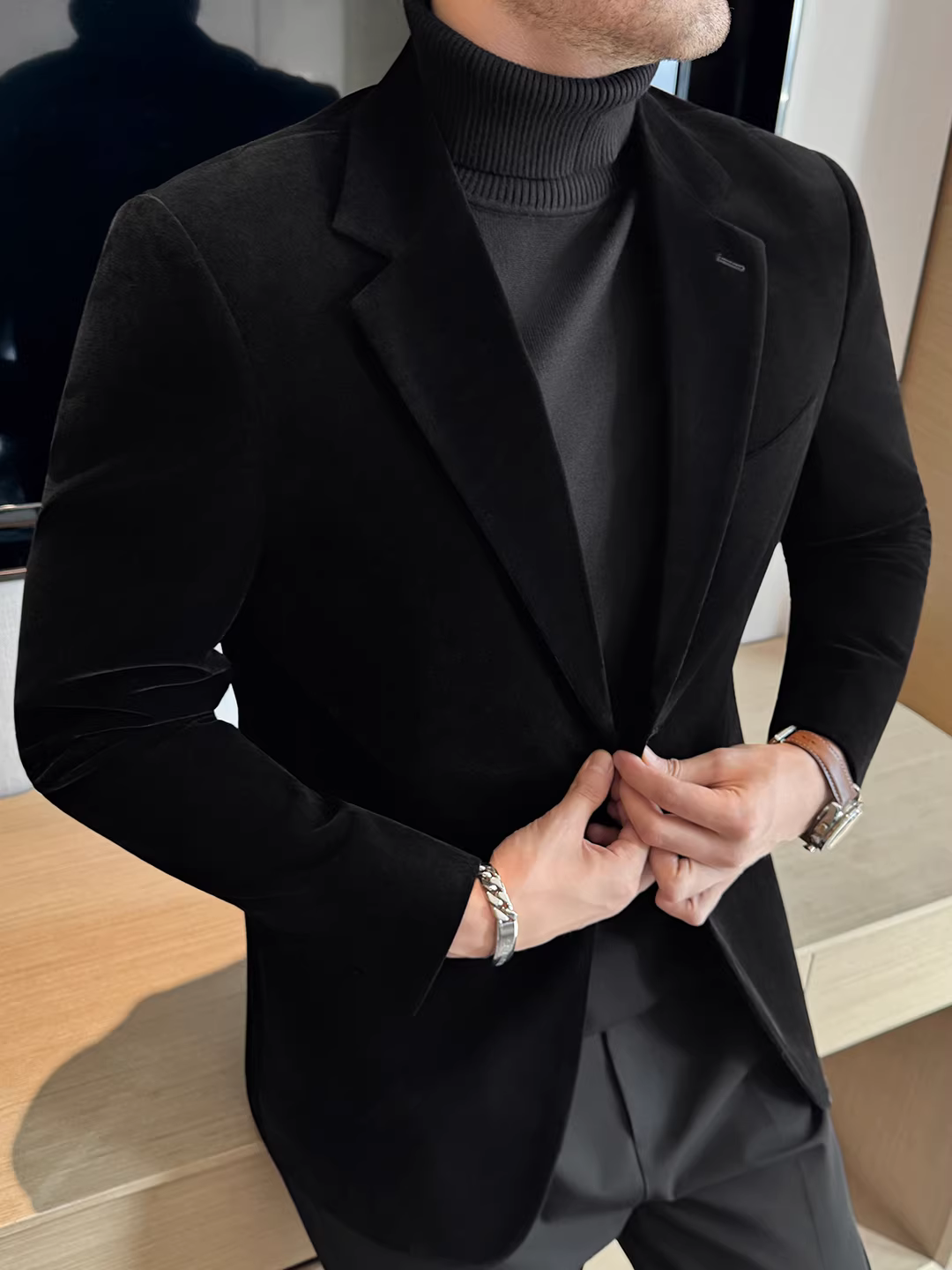 Áo vest nhung vàng cao cấp dành cho nam, kiểu dày dặn cho mùa thu đông, thời trang và hợp xu hướng, dáng ôm, lịch lãm, áo vest cưới đẹp.