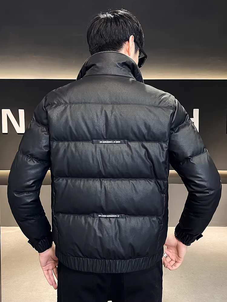Áo khoác da nam cổ lông cừu mùa đông mới cao cấp thời trang hợp thời trang ngắn dày áo khoác ấm áp
