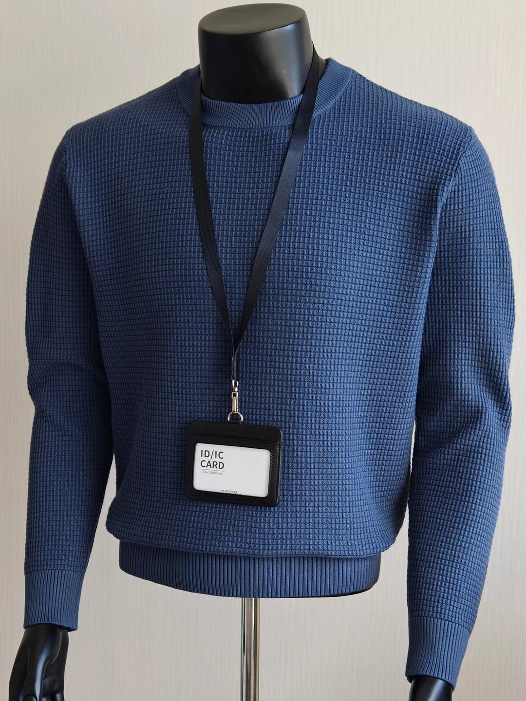 Áo len nam cổ tròn chất liệu vải waffle kiểu dáng cổ điển, tay dài, chất lượng cao, thích hợp làm áo lót mùa đông.