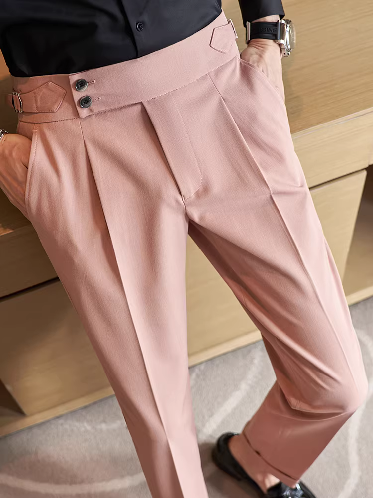 Quần âu nam Napoli cạp cao, mùa xuân thu, quần âu công sở cao cấp, quần âu dáng ôm thẳng