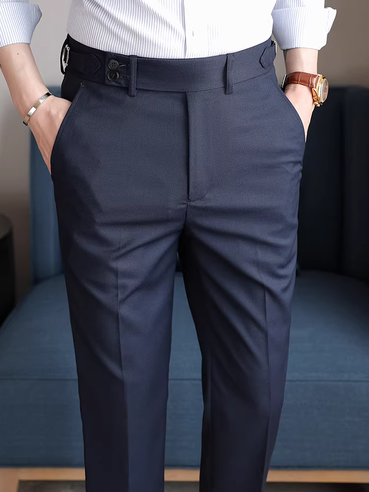 Quần tây nam vải tổ ong Naples, đa năng cho mùa xuân và mùa thu, thích hợp đi làm, mặc thường ngày, thoải mái, kiểu dáng ôm sát.