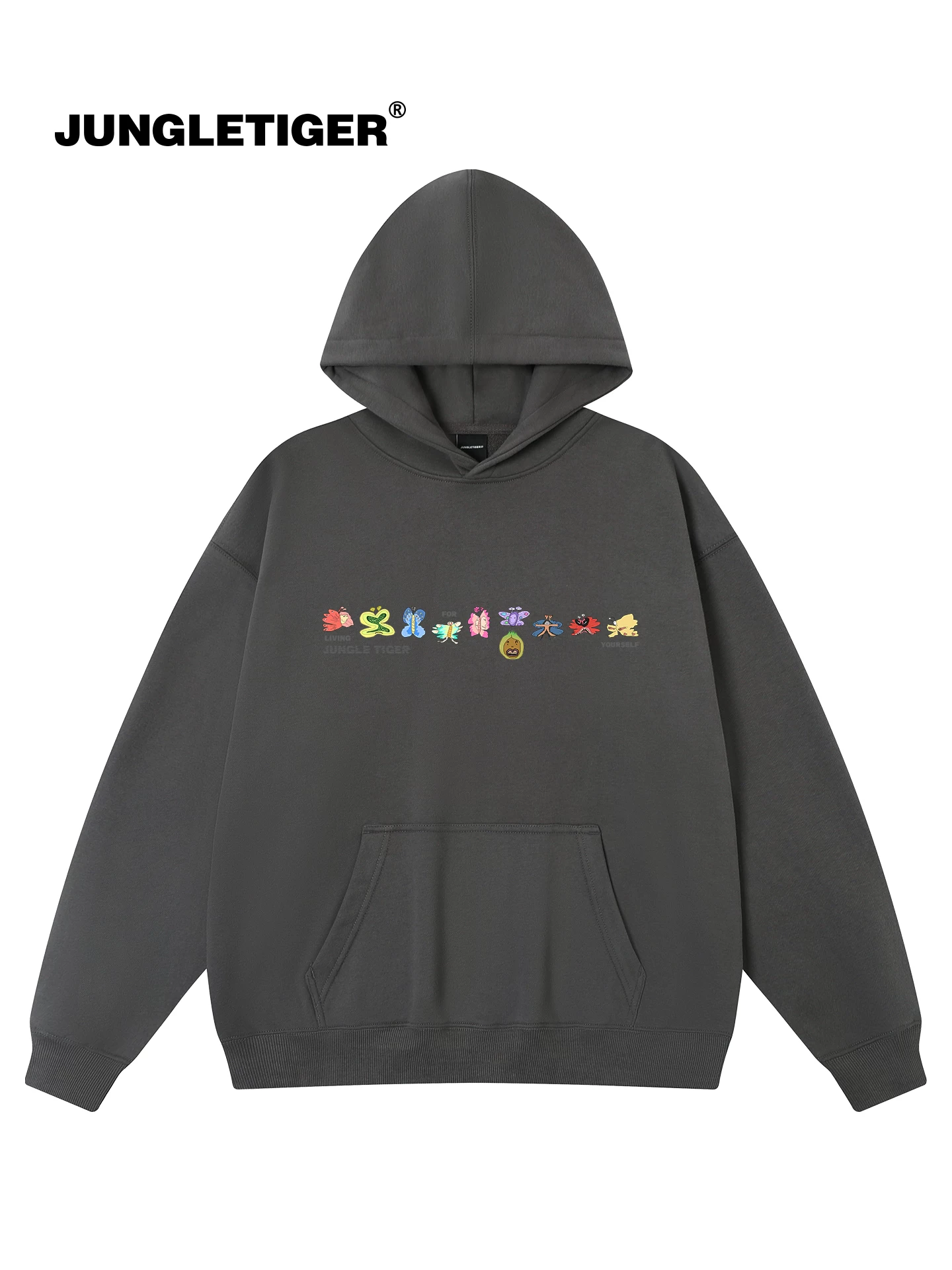 Jungle Tiger & Illustrator Collaboration Áo hoodie hình bướm Unisex Áo hoodie hình graffiti nguyên bản dáng rộng giản dị dành cho cặp đôi