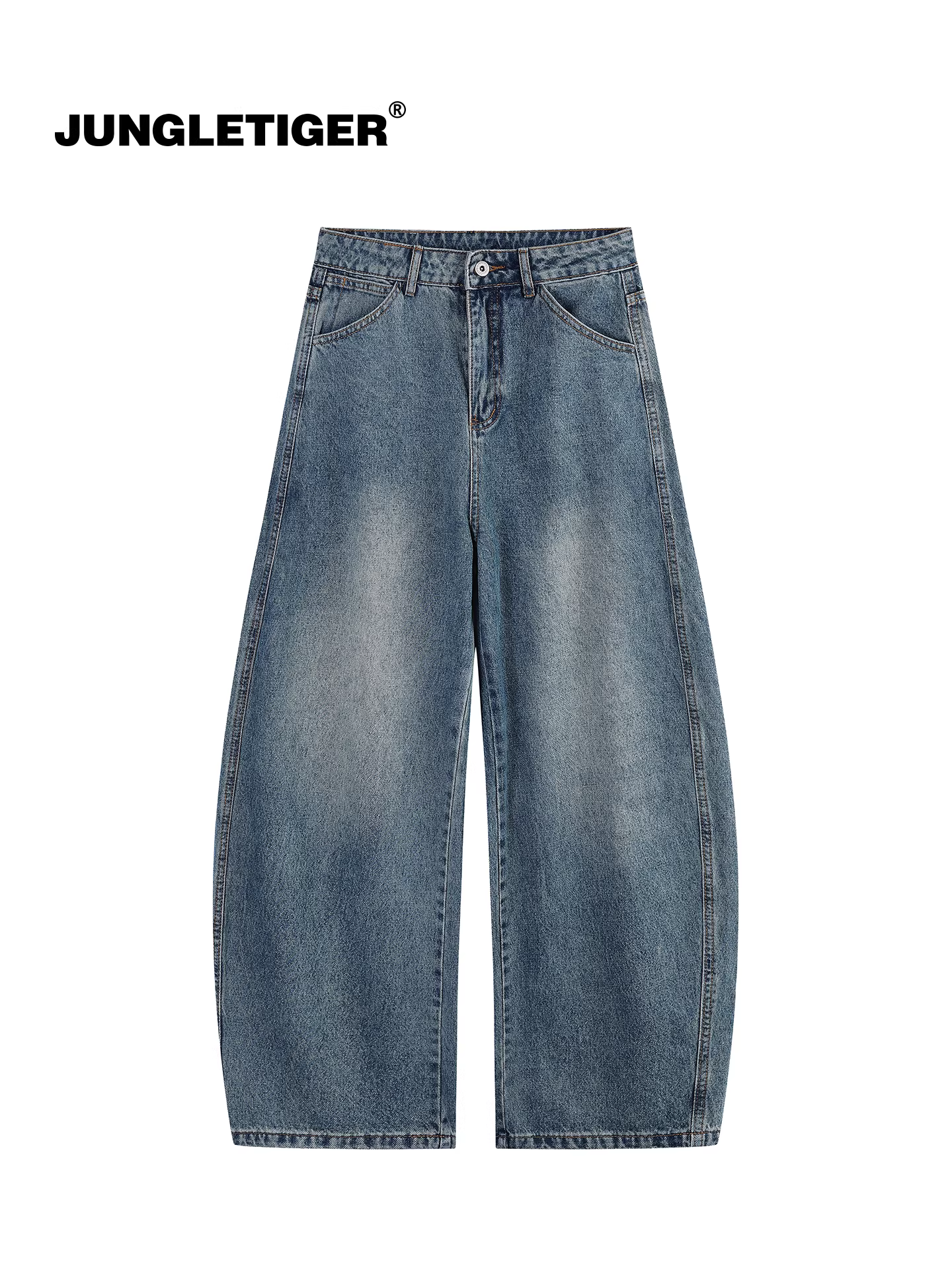 Quần jeans thẳng dáng retro Jungle Tiger dành cho nam, mẫu mới thu đông 2025, kiểu dáng rộng rãi, thoải mái, quần dài dáng scimitar