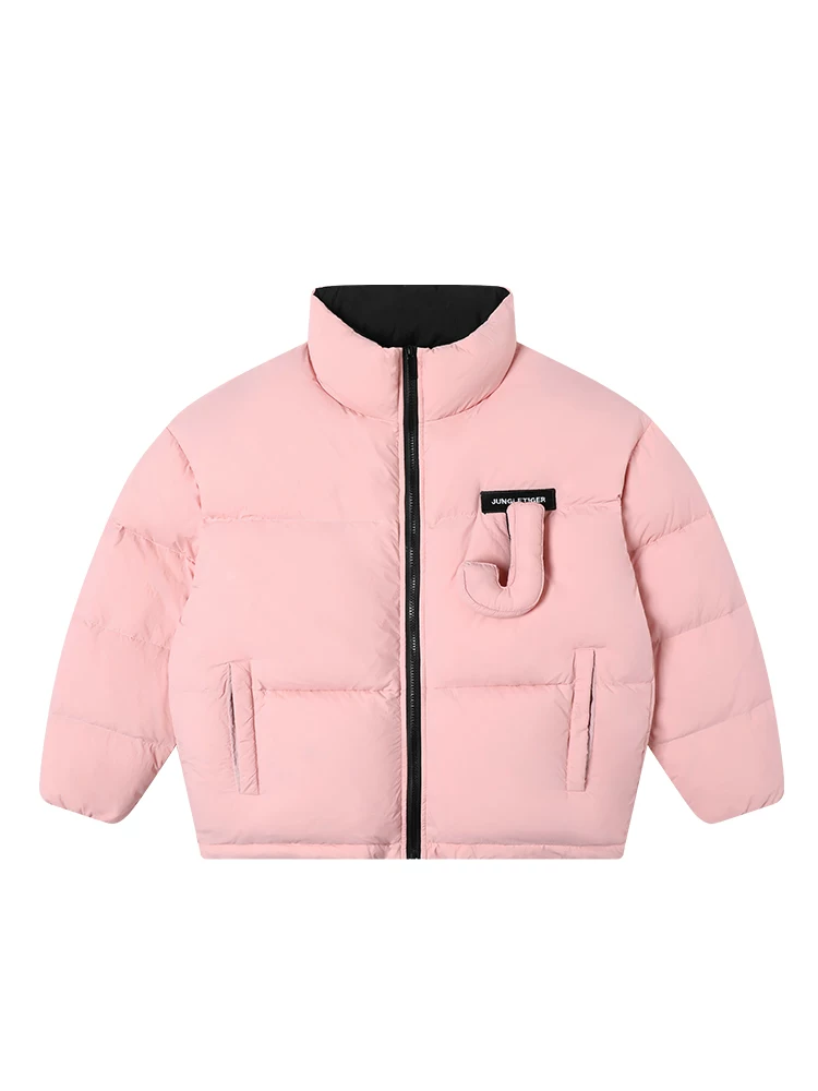 Áo khoác lông cừu có lót lông cừu có thể tháo rời LOGO Jungle Tiger dành cho nam và nữ, áo khoác cotton dày kiểu dáng cặp đôi mùa đông.