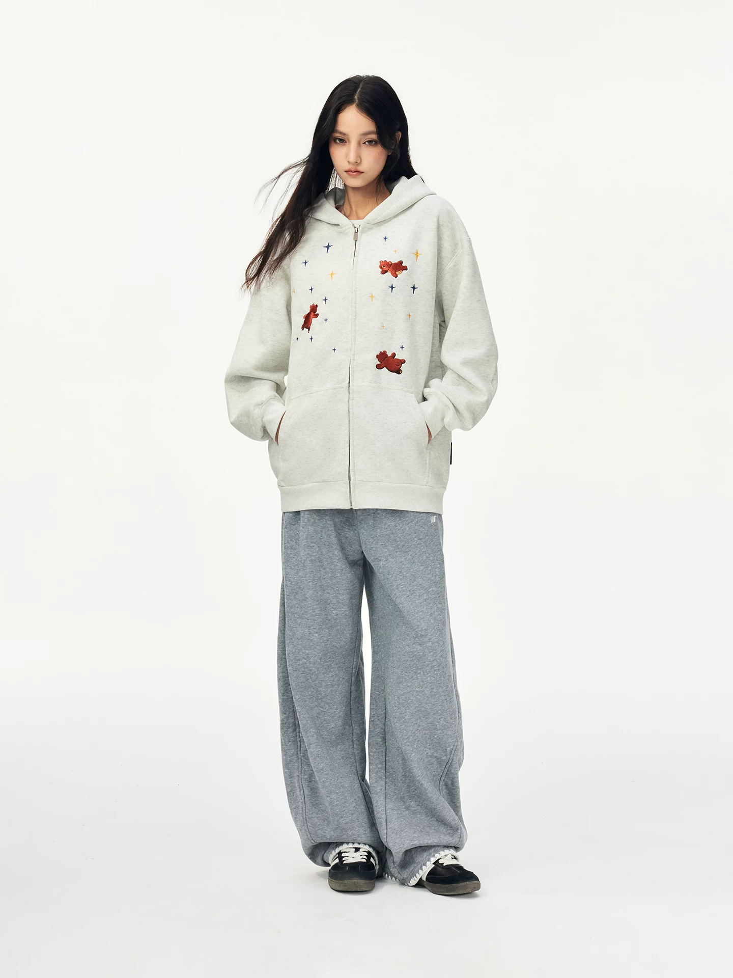 Áo khoác cardigan thêu hình hổ rừng cổ điển dành cho nam và nữ Thu Đông 2025, kiểu dáng rộng rãi, thoải mái, áo khoác có mũ dành cho cặp đôi