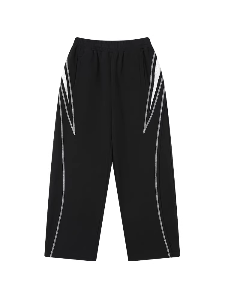 Quần jogger nam màu phối sọc báo rừng, kiểu dáng rộng thùng thình, chất liệu dệt kim, mẫu mới 2025