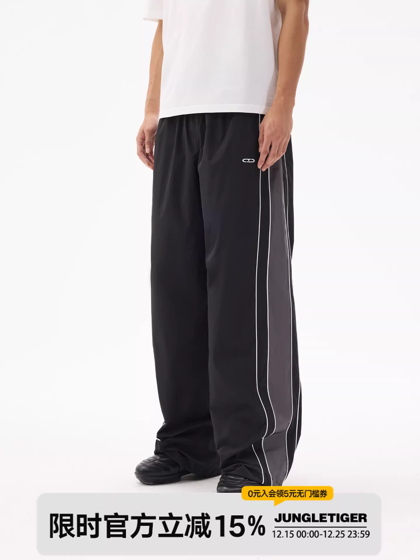 Quần dù màu sắc phối hợp theo phong cách Mỹ của Jungle Tiger dành cho nam, quần dài đa năng thể thao đường phố mùa xuân và mùa thu mới