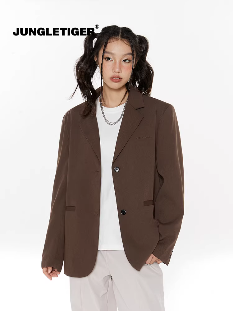 Áo blazer thường ngày thêu LOGO Jungle Tiger dành cho nam và nữ, cao cấp, thời trang, dáng đơn giản, bộ đồ đi làm