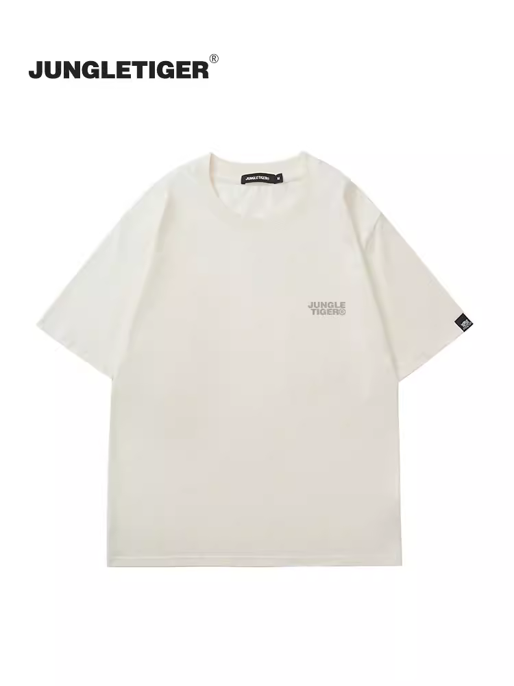 Áo thun cotton 100% tay ngắn unisex mùa hè mới, chất liệu dày 260g, kiểu dáng rộng rãi, họa tiết hổ rừng, móng vuốt hổ, kem, dành cho cặp đôi