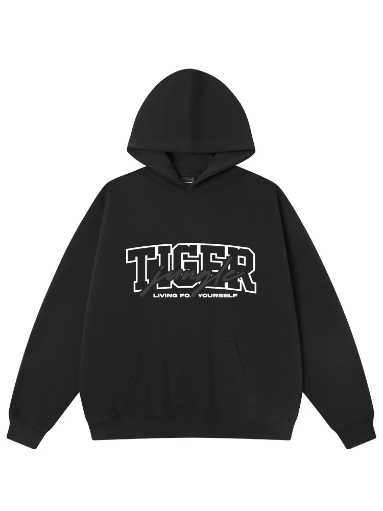 Áo hoodie in họa tiết hổ rừng Mỹ, chất dày, có mũ, mùa thu đông, nhiều màu, dáng rộng, 420g, dành cho nam và nữ