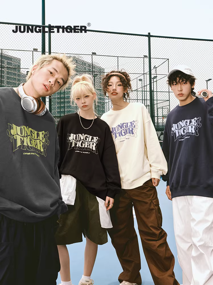 Áo thun cổ tròn phong cách Mỹ thương hiệu Jungle Tiger dành cho nam và nữ, chất liệu dày dặn 420g, áo cặp mặc thường ngày