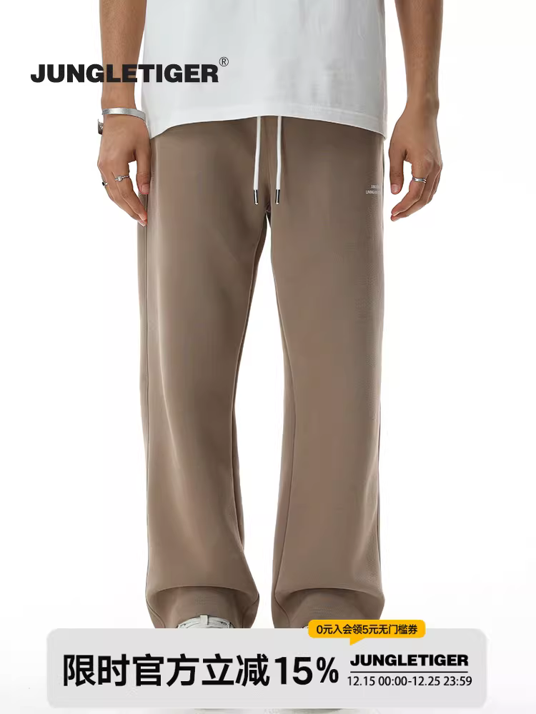 Quần jogger nam in logo nhỏ thời trang Jungle Tiger, chất liệu dày, in lụa, dáng thẳng, chất liệu dệt kim nặng, rộng rãi, mùa xuân thu 2025