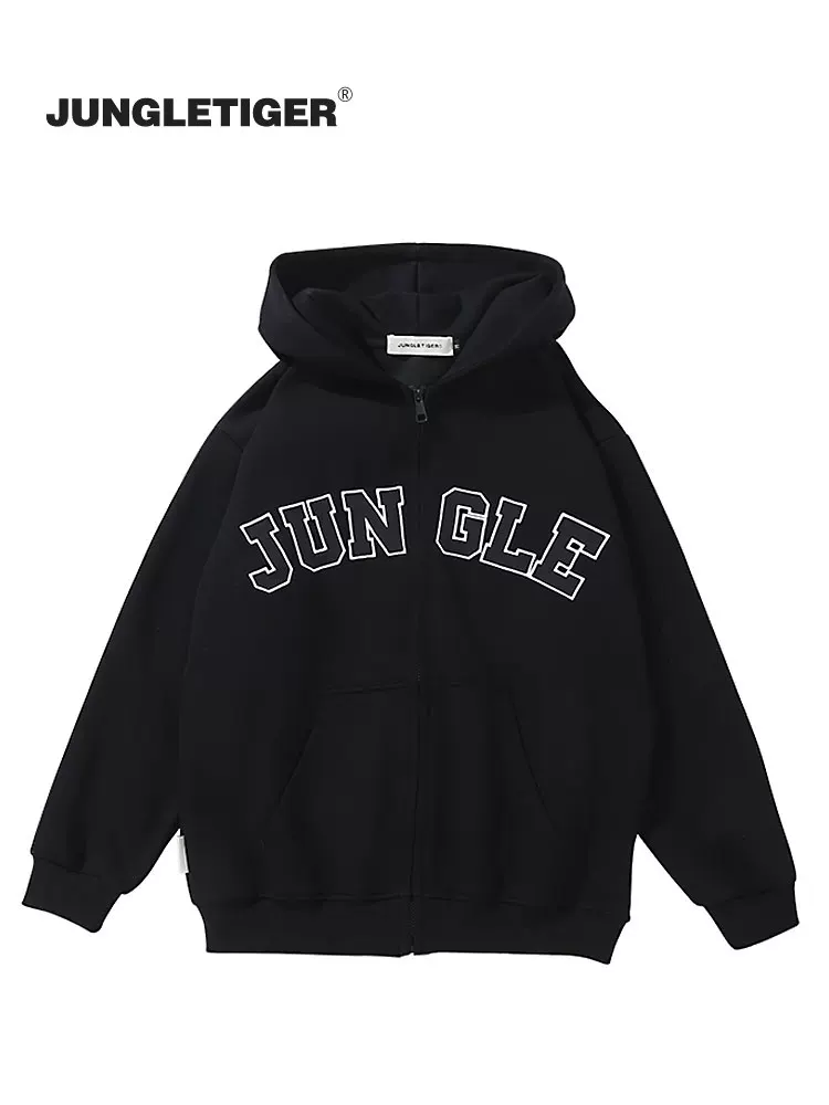 Áo hoodie có khóa kéo thêu phong cách Mỹ, họa tiết hổ rừng, dành cho nam, áo khoác mùa đông kiểu retro thời thượng, dáng rộng, chất liệu dày 330g dành cho nữ