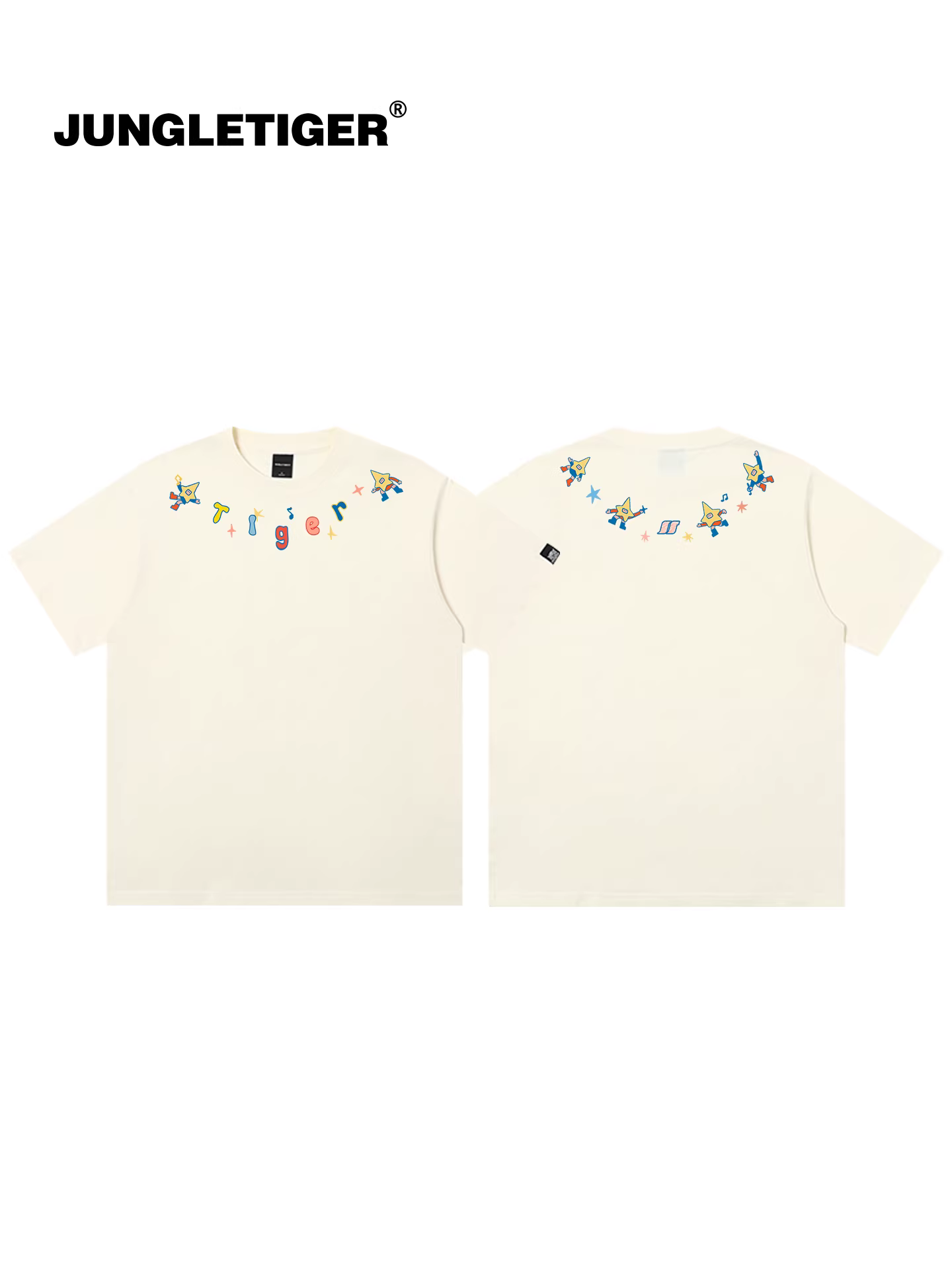 Jungle Tiger & Illustrator Collaboration Original Niche Star Necklace Áo thun ngắn tay mùa hè 2025 dành cho nam và nữ