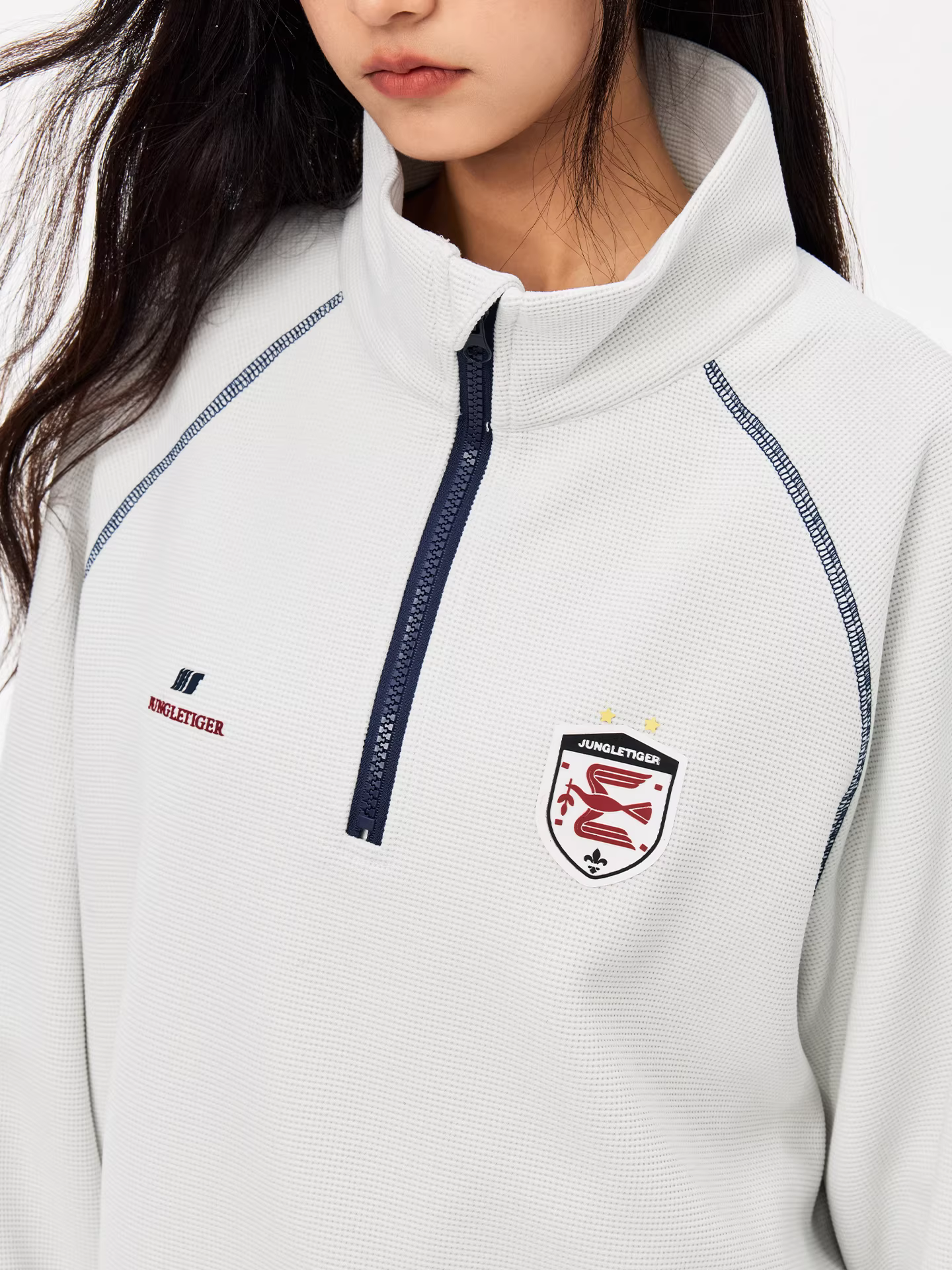 Áo nỉ nửa khóa kéo thể thao ngoài trời Jungle Tiger dành cho nam và nữ, mùa thu đông dòng Hasselblad áo khoác cổ đứng dáng rộng giản dị dành cho cặp đôi