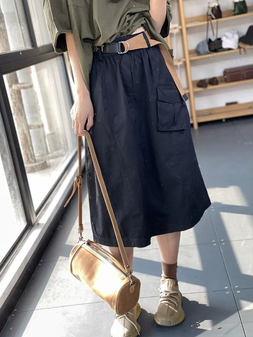 Váy cotton màu trơn phong cách Hàn Quốc, túi hộp, dáng rộng, trẻ trung, đa năng, dành cho nữ, mẫu hè mới 2026