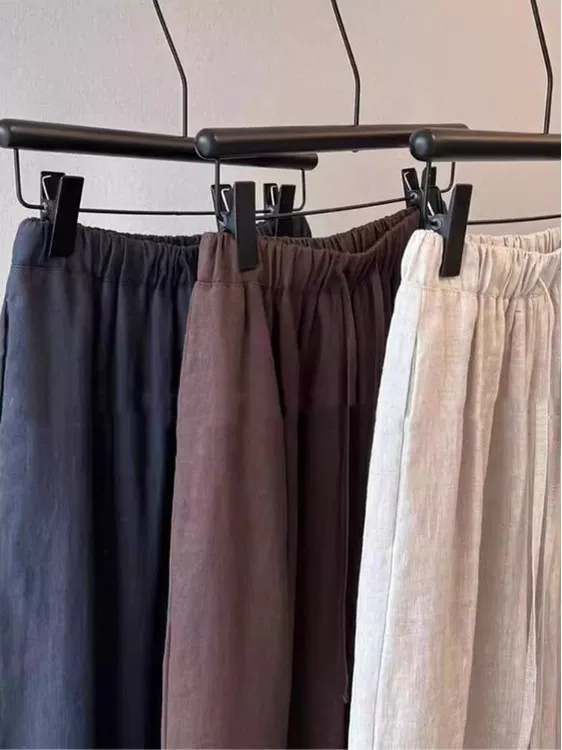Quần ống rộng Tencel linen Yamamoto dành cho nữ, quần cotton-linen dài đến sàn, phong cách Nhật Bản, đa năng, thoải mái, mùa hè.