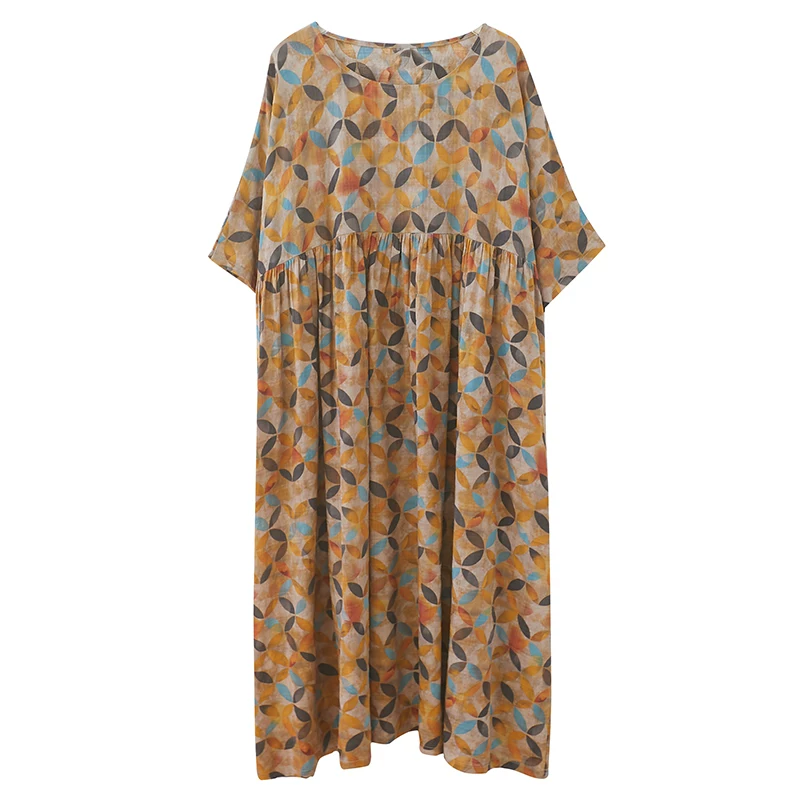 Fat Girl 2026 Mùa hè mới theo phong cách Retro Giảm tuổi tác Váy dài tay ngắn dành cho nữ cỡ lớn, che bụng và trông thon gọn.