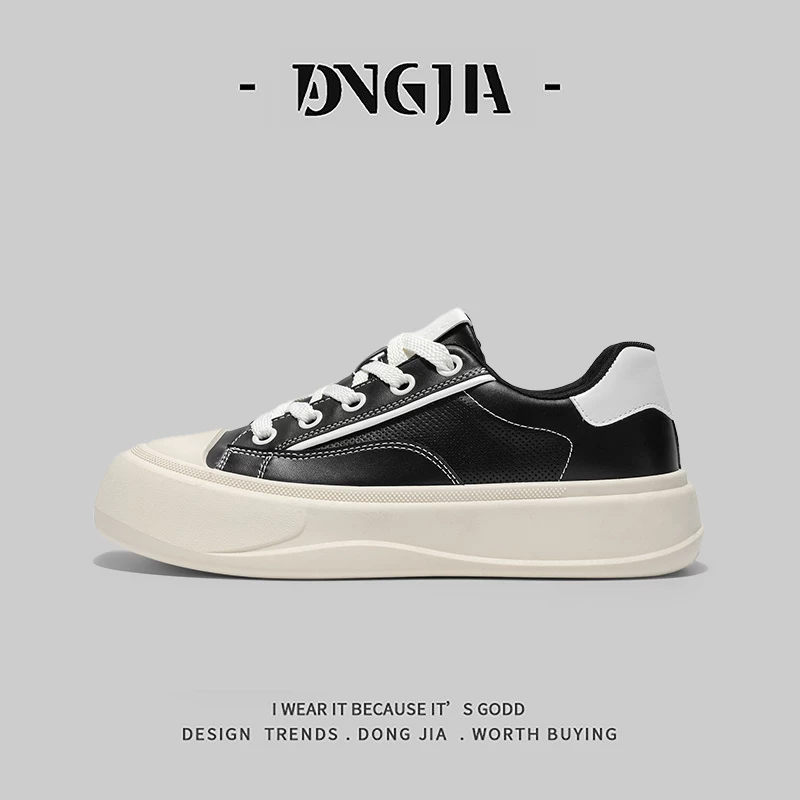 Giày nam Dongjia Qshoes xuất khẩu giày thể thao da đế dày thông thường dành cho nam mùa thu mới phong cách retro đa năng giày trắng