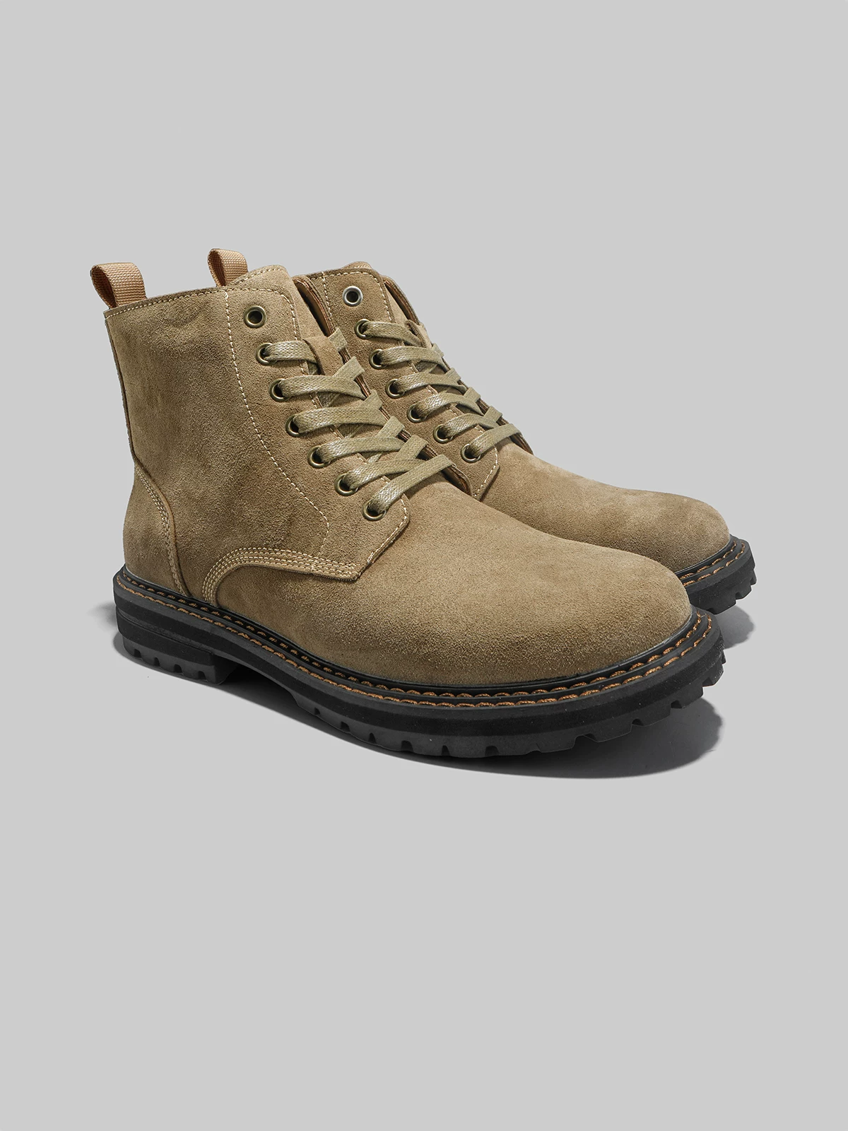 Giày Dongjia Qshoes xuất khẩu kiểu Âu Mỹ, boots cao cổ Martin nam, chất liệu da lộn, boots sa mạc kiểu Anh, boots đi xe máy
