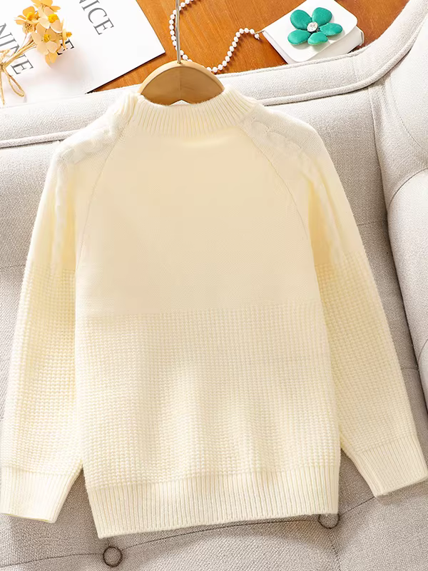 Áo len thu đông cho bé gái, áo sơ mi dày dặn ấm áp sành điệu cho bé gái, áo len dệt kim mùa đông phong cách Hàn Quốc cho bé gái lớn tuổi