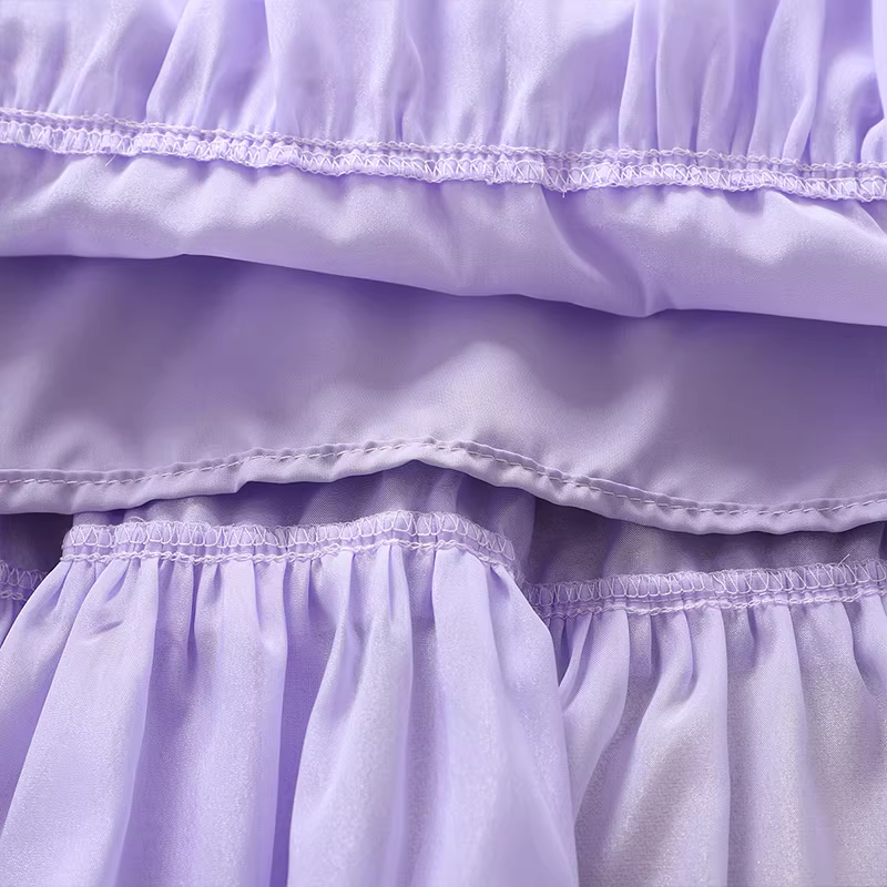 Váy kiểu dáng mùa hè cho bé gái, chất liệu chiffon, kiểu dây halter, váy công chúa đi biển, mẫu mới 2025