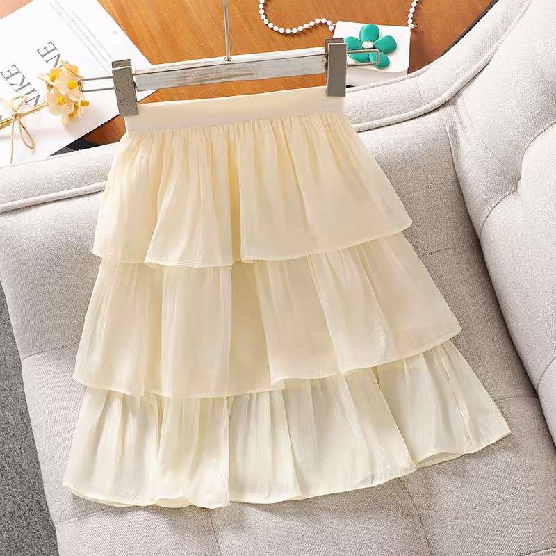 Bộ trang phục hè 2025 cho bé gái, quần áo trẻ em mới, bộ hai mảnh váy ngắn tay hè cho bé gái, bộ đồ váy cho bé lớn