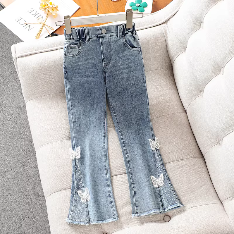 Quần jeans bé gái thu đông 2025 kiểu mới quần loe bé gái xuân thu quần bootcut thời trang bé gái