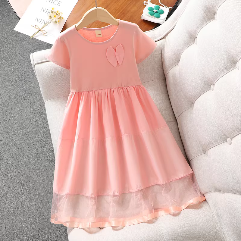 Váy bé gái, kiểu dáng mỏng mùa hè, mẫu mới 2025, váy dài phối màu thời trang cho trẻ lớn, váy công chúa cotton nguyên chất cho trẻ em.