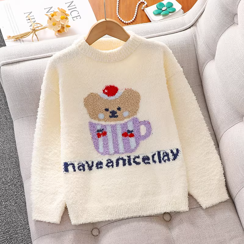 Bộ đồ ngủ và đồ mặc nhà cho bé gái mùa thu đông, bộ nửa nhung mới năm 2025, quần áo mùa đông dày dặn ấm áp, phong cách thường ngày cho bé gái.