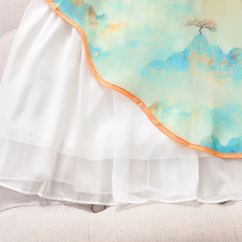 Váy hai mảnh kiểu Trung Hoa dành cho bé gái, trang phục mùa hè, váy sườn xám kiểu Trung Hoa mới dành cho trẻ em, Hanfu cao cấp mùa hè dành cho bé gái