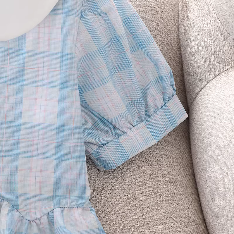 Váy hè bé gái 2025, váy công chúa kẻ caro mùa hè kiểu dạo phố cho bé gái lớn, váy phong cách preppy