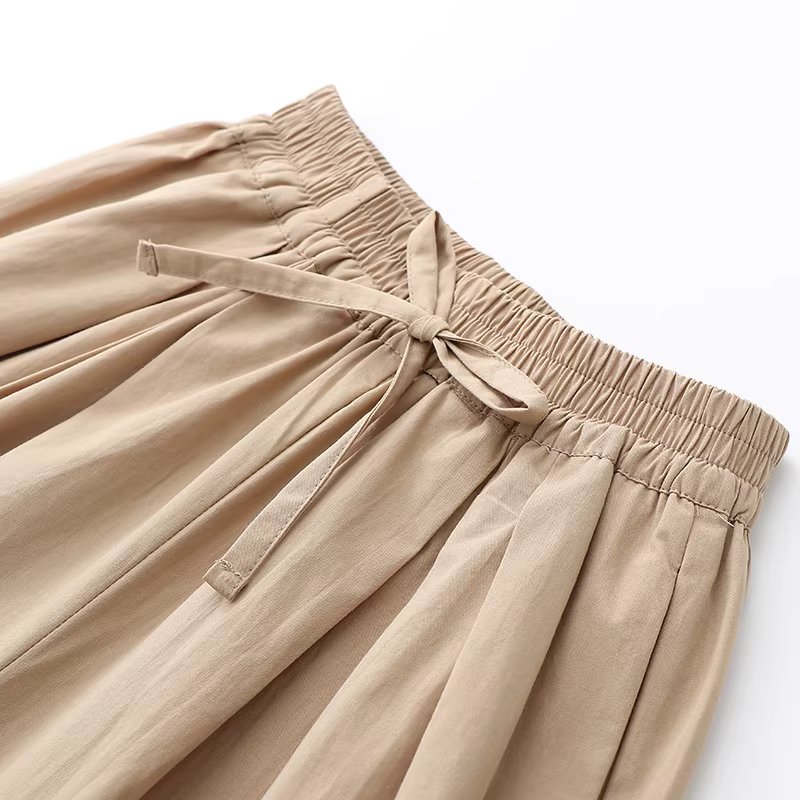 Quần lửng bé gái, trẻ lớn, kiểu mới hè 2025, quần cotton rộng rãi, quần váy trẻ em, quần mỏng mặc hè, quần ống rộng