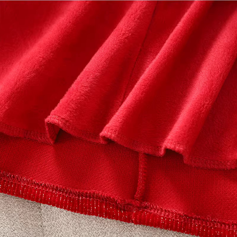 Váy bé gái mùa đông 2025 kiểu mới, váy công chúa lông cừu trẻ em màu đỏ, váy Tết, trang phục lễ hội