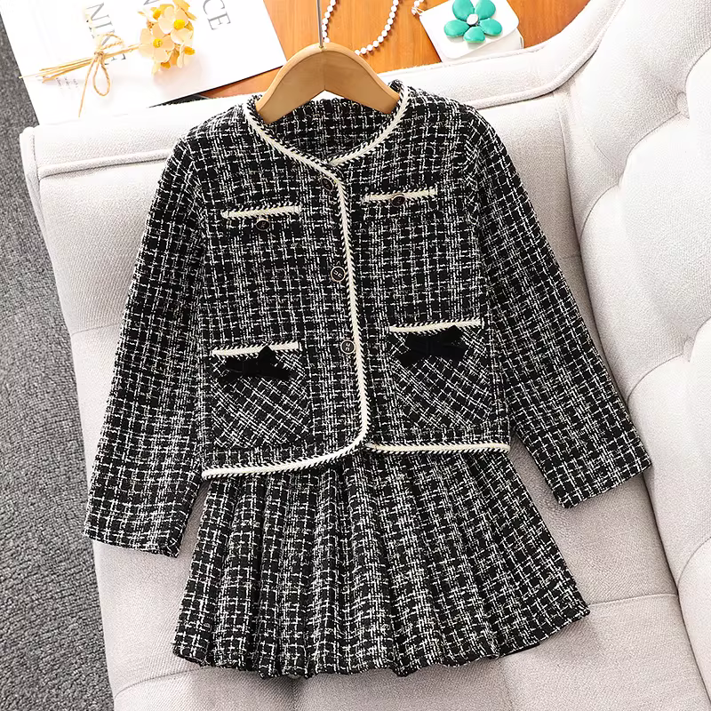 Váy kiểu JK dành cho nữ sinh, áo khoác kiểu học sinh xuân thu dành cho nữ sinh lớn, váy xếp ly, bộ hai mảnh mùa xuân dành cho nữ sinh