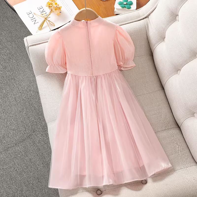 Váy hè cho bé gái, trang phục trẻ em, váy Hanfu tay bồng dễ thương, kiểu mới 2025, váy kiểu cổ điển Trung Hoa mới cho bé gái