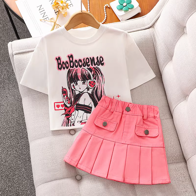 Váy xếp ly cho bé gái, váy mỏng thời trang mùa hè cho trẻ em, váy mùa hè cho bé gái lớn, váy ngắn, váy kiểu Hàn Quốc giản dị kiểu JK