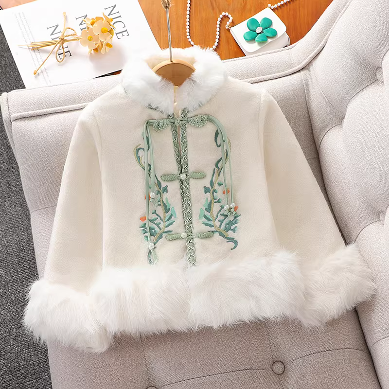 Áo khoác kiểu Hanfu kiểu Trung Hoa dành cho bé gái mùa thu đông, trang phục Tết cho bé gái lớn, áo khoác mùa đông, trang phục Tang dành cho trẻ em, trang phục chào mừng năm mới.