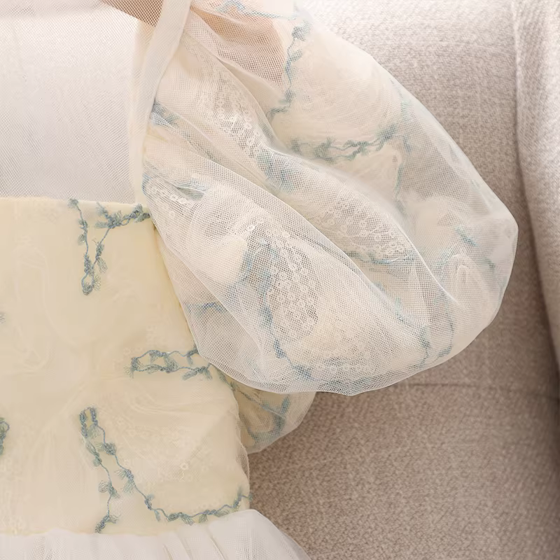 Váy bé gái 2025 kiểu hè mới, váy lưới bé gái, quần áo trẻ em hè, váy công chúa phong cách Trung Hoa