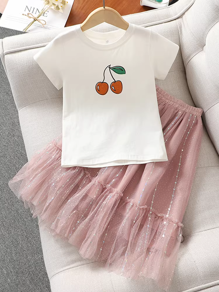 Váy hè bé gái kiểu mới 2025 thời trang phong cách Hàn Quốc, váy dài trung bình, váy voan công chúa mùa hè cho bé gái